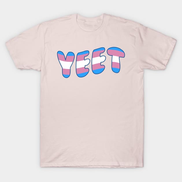 Trans Pride Yeet Transgender Pride Flag Colors Funny LGBTQ Yeet Meme T-Shirt by graphicbombdesigns